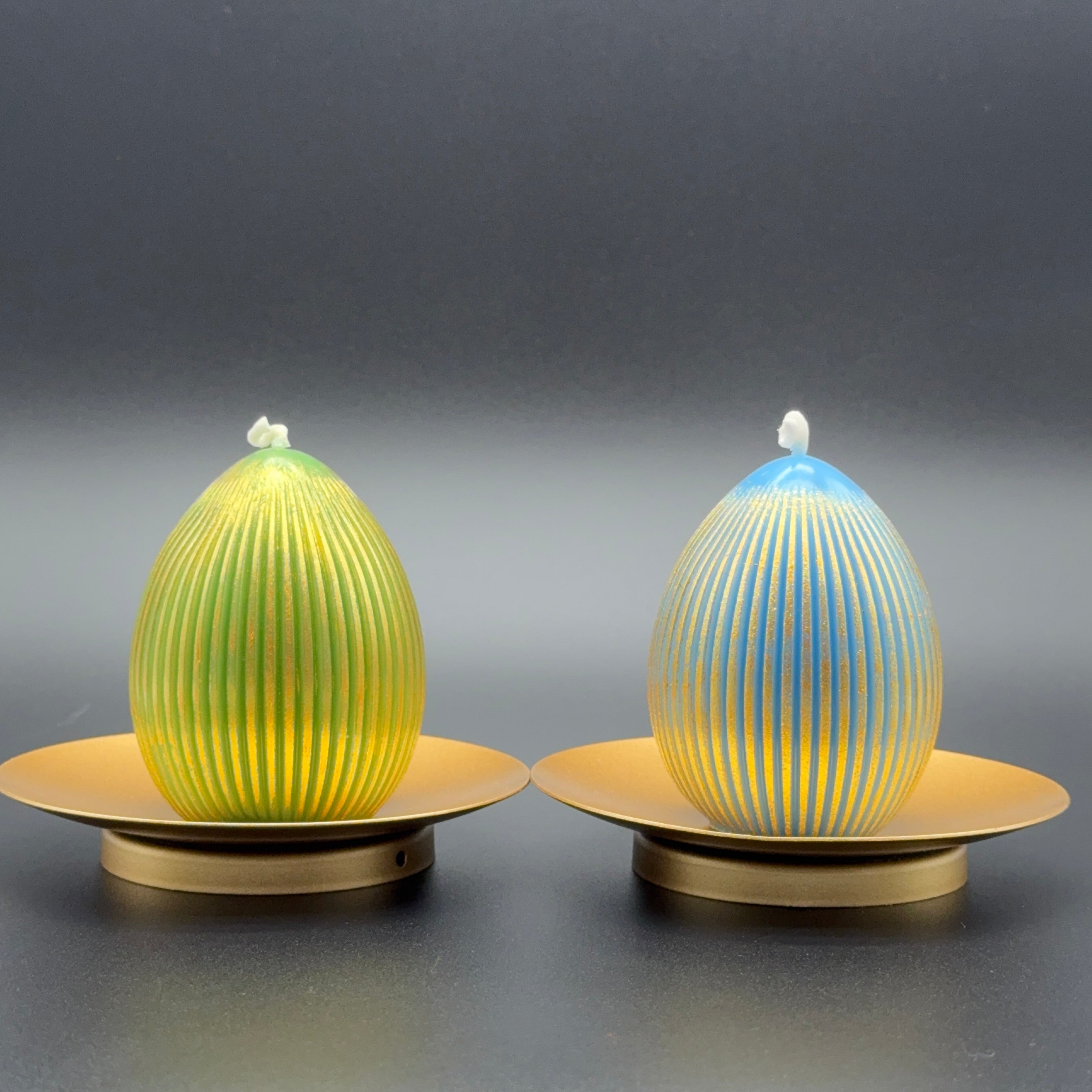 Striped Egg Beeswax Candle | Unscented, Clean-Burning Glow