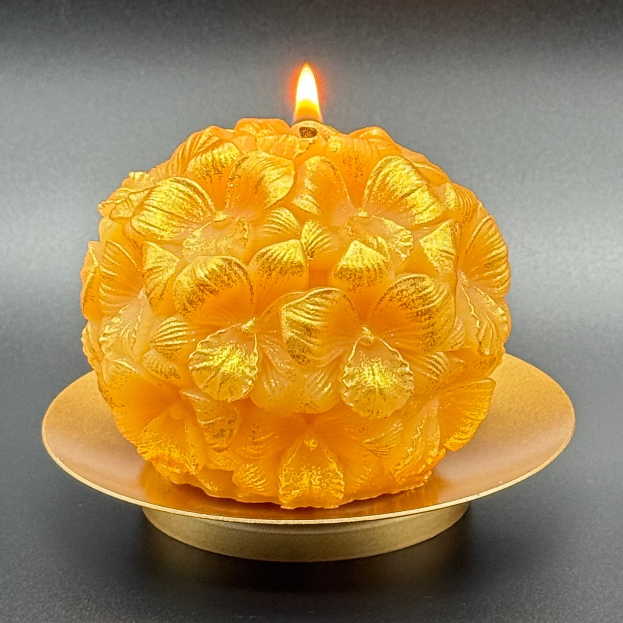 Golden Orchids Beeswax Candle | Unscented, Clean-Burning Glow