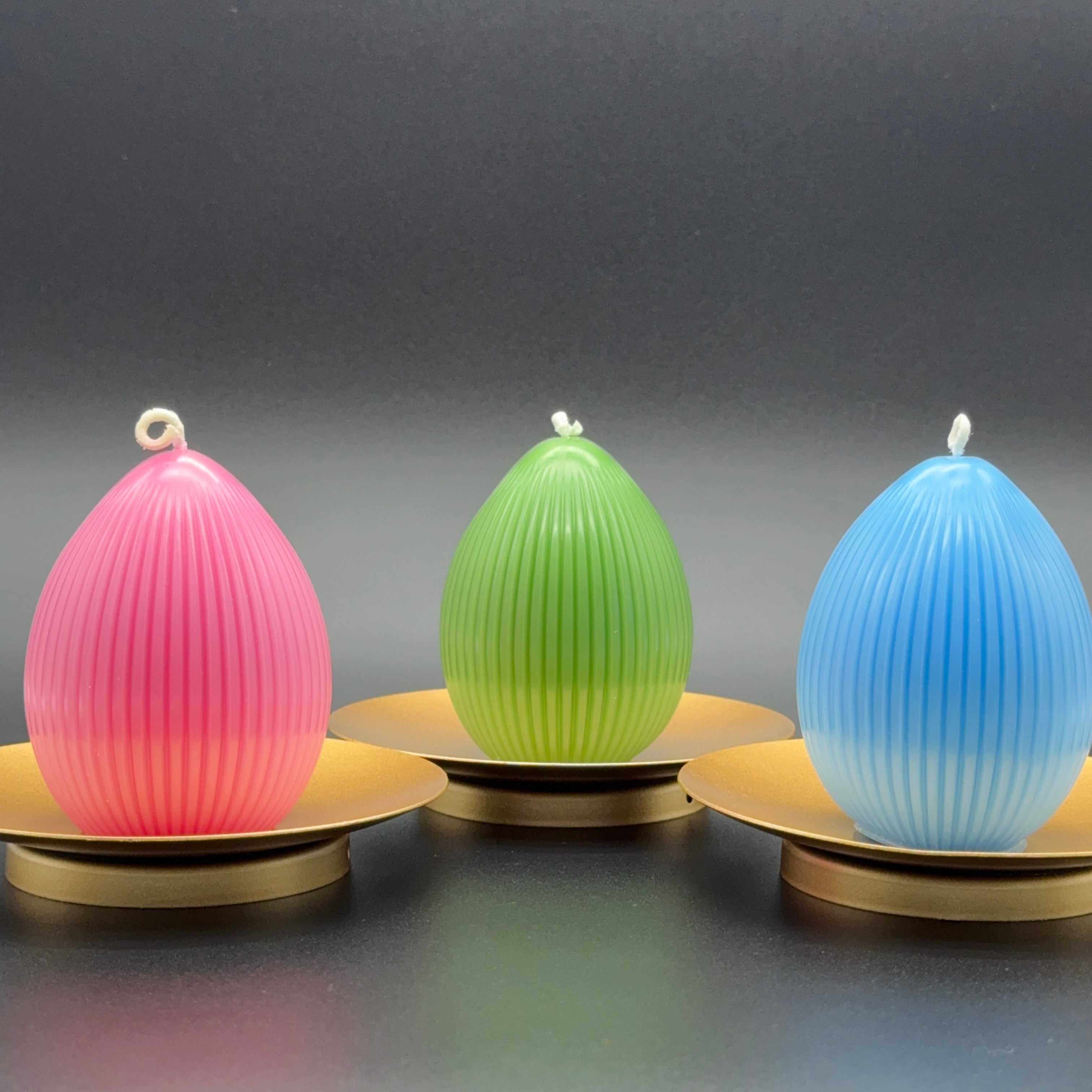Striped Egg Beeswax Candle | Unscented, Clean-Burning Glow
