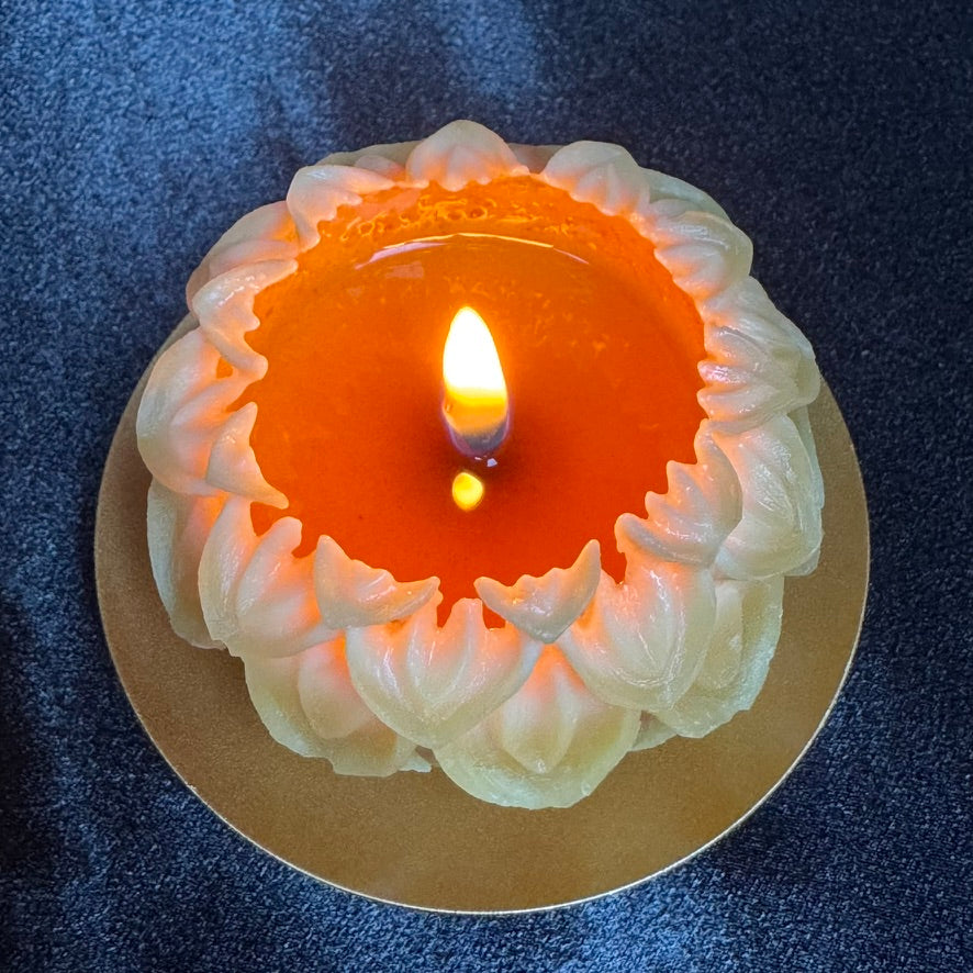 Lotus Sphere Beeswax Candle | Unscented, Clean-Burning Glow