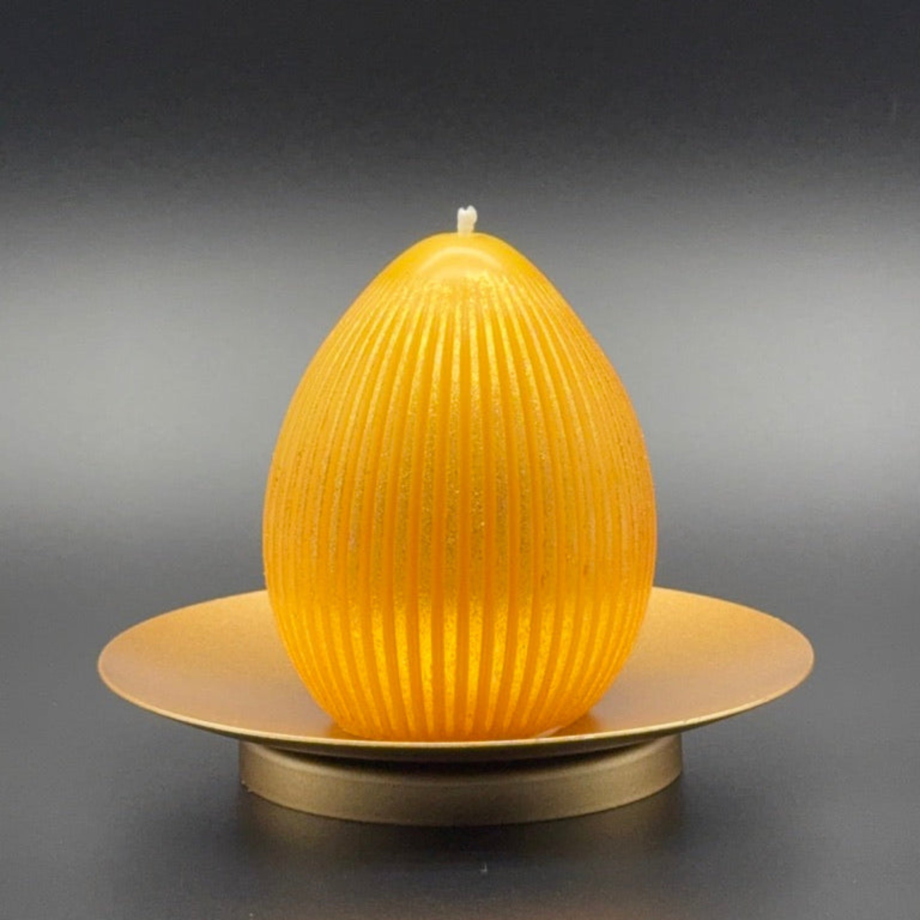 Striped Egg Beeswax Candle | Unscented, Clean-Burning Glow
