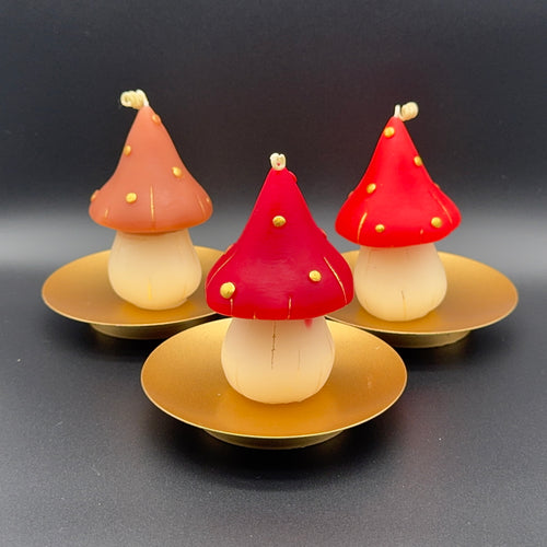 Fairy Mushroom Beeswax Candle | Whimsical, Warm Glow