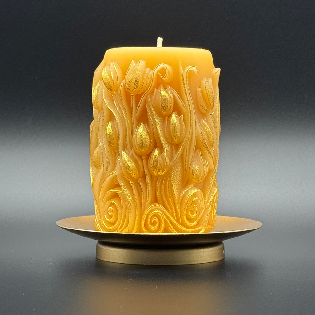 Tulip Garden Beeswax Candle | Unscented, Clean-Burning Glow