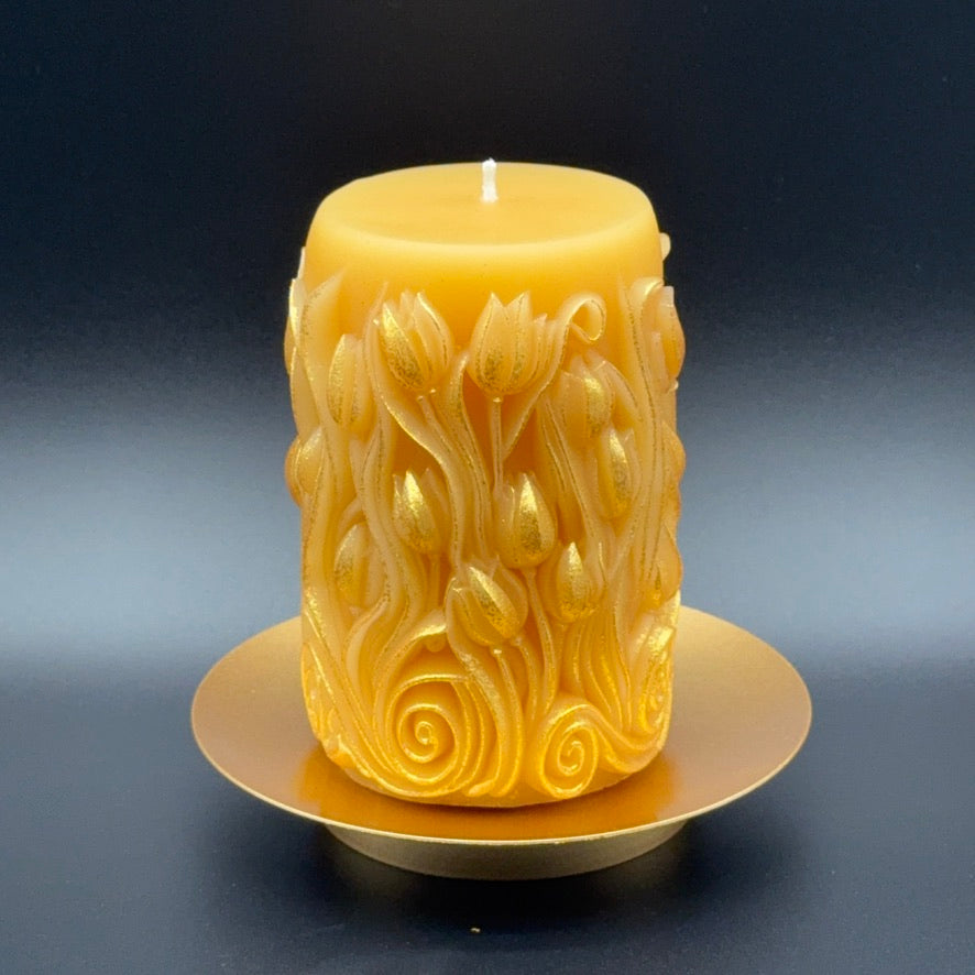 Tulip Garden Beeswax Candle | Unscented, Clean-Burning Glow