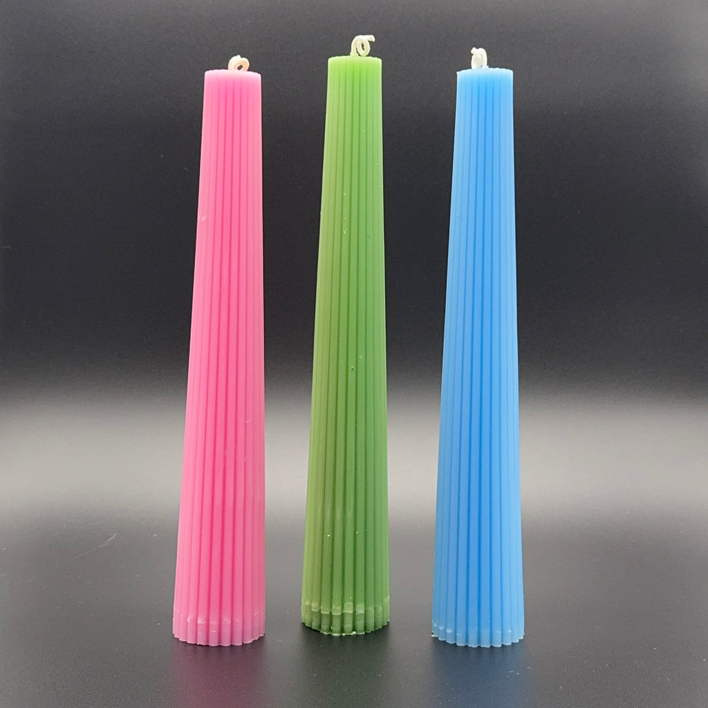 Striped Taper Beeswax Candle | Unscented, Clean-Burning Glow