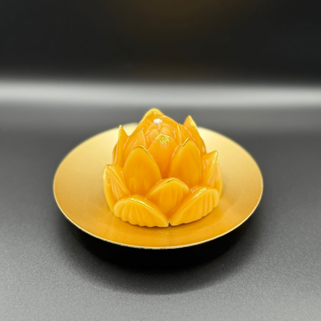 Golden Edge Lotus Beeswax Candle | Unscented, Clean Glow