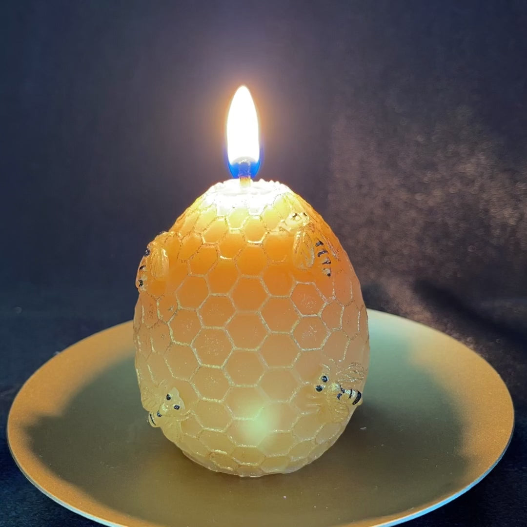 Honeycomb Beeswax Candle | Unscented, Clean-Burning Glow