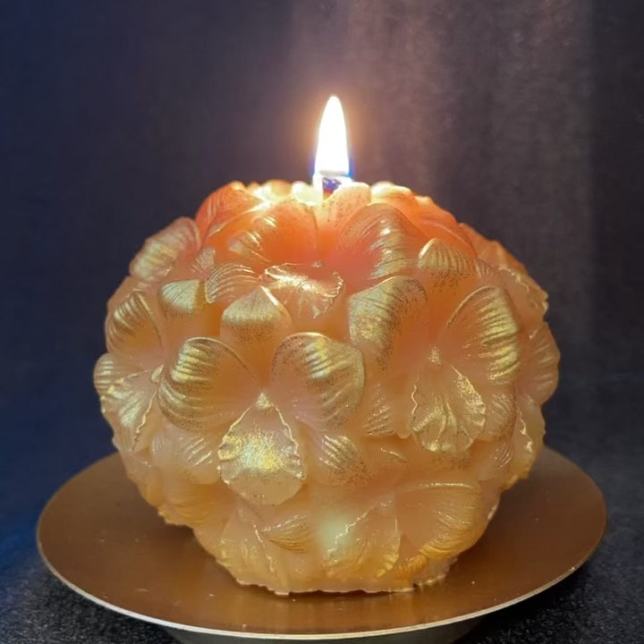 Golden Orchids Beeswax Candle | Unscented, Clean-Burning Glow