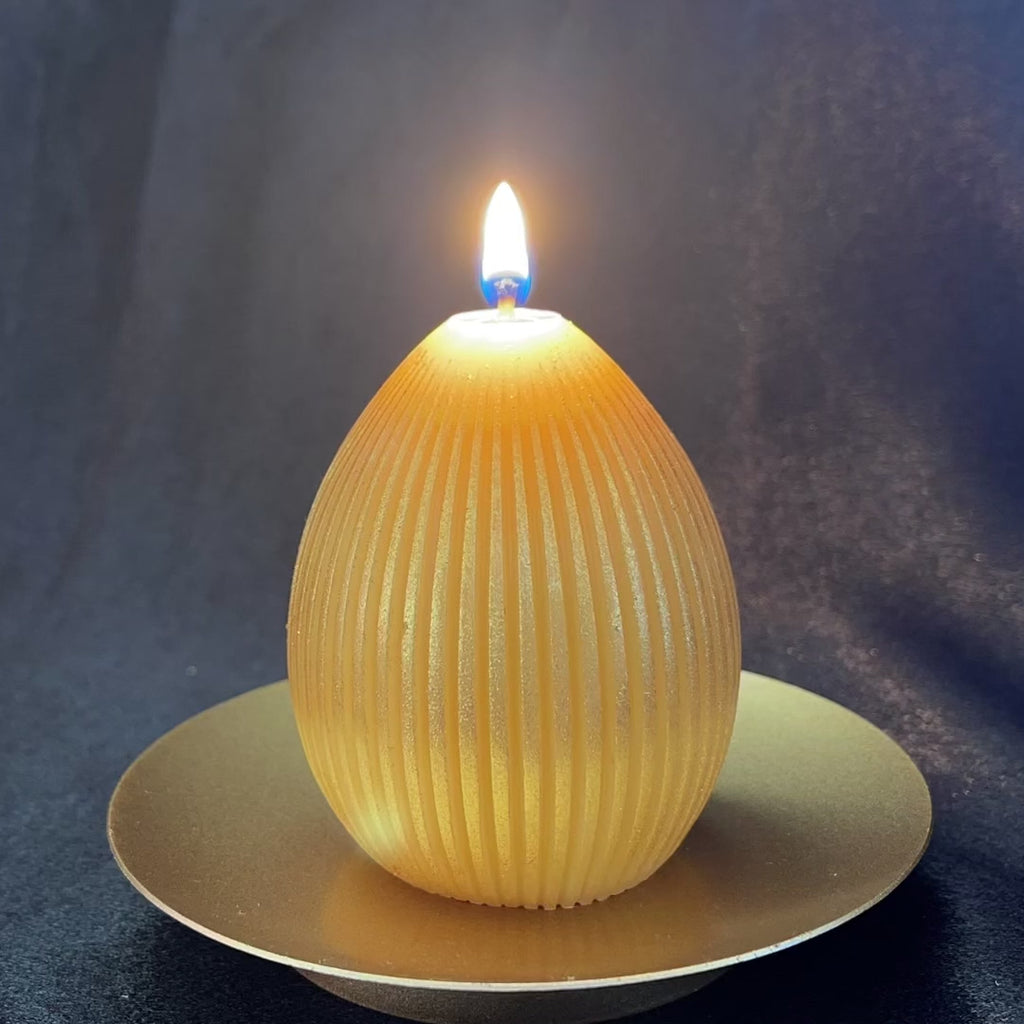 Striped Egg Beeswax Candle | Unscented, Clean-Burning Glow